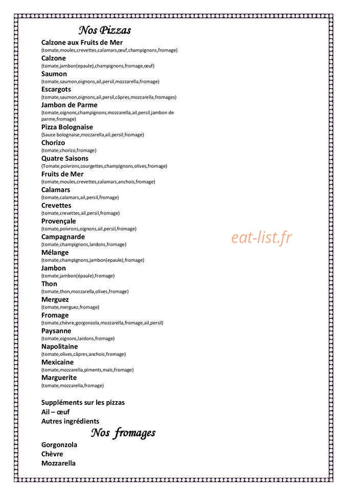 Restaurant Pizzeria La Marmite — carte page 5