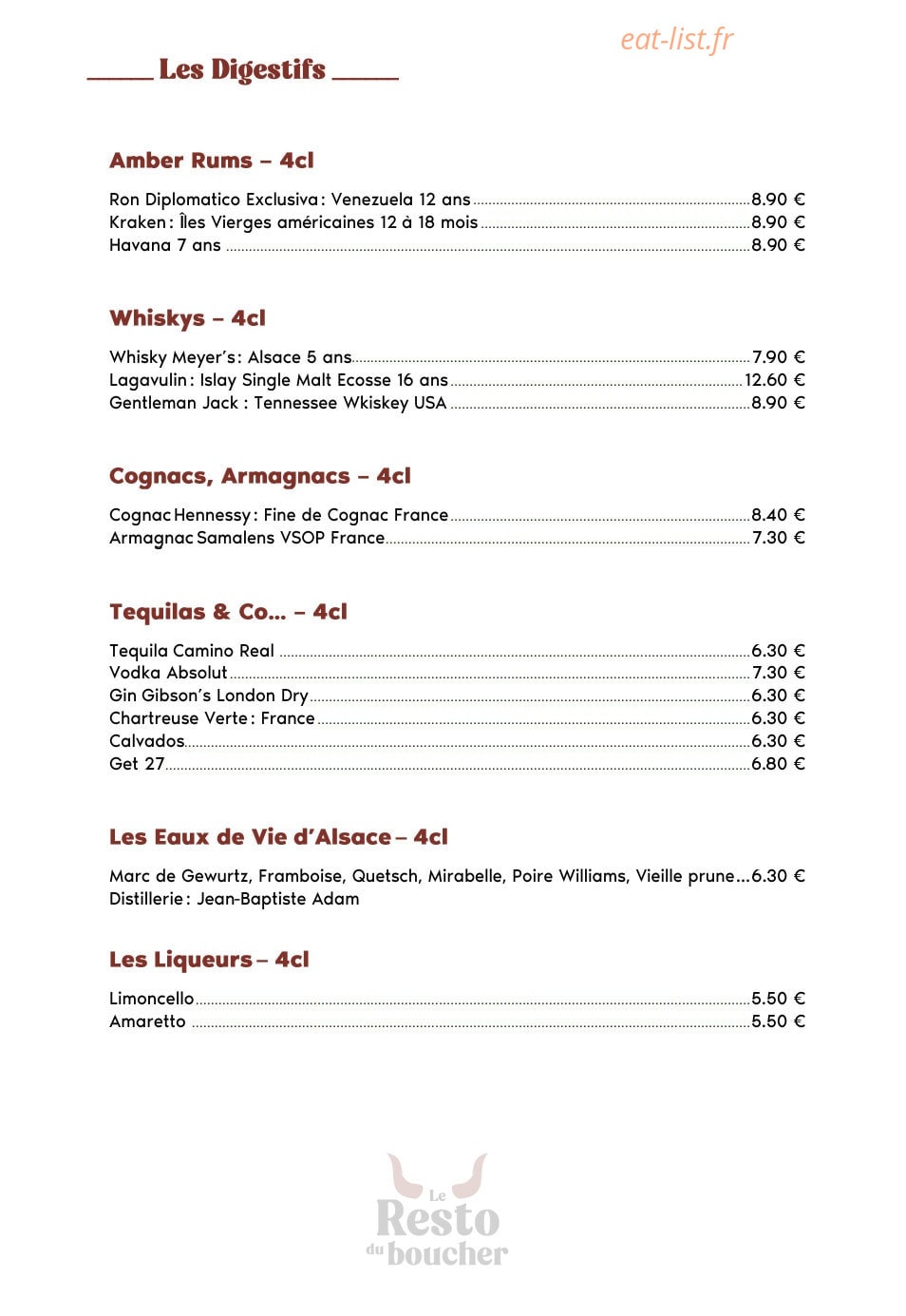 Resto du Boucher — carte page 5