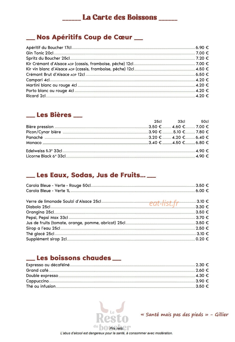 Resto du Boucher — carte page 6