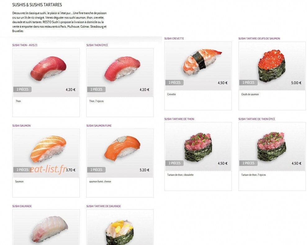Resto Sushis — carte page 2