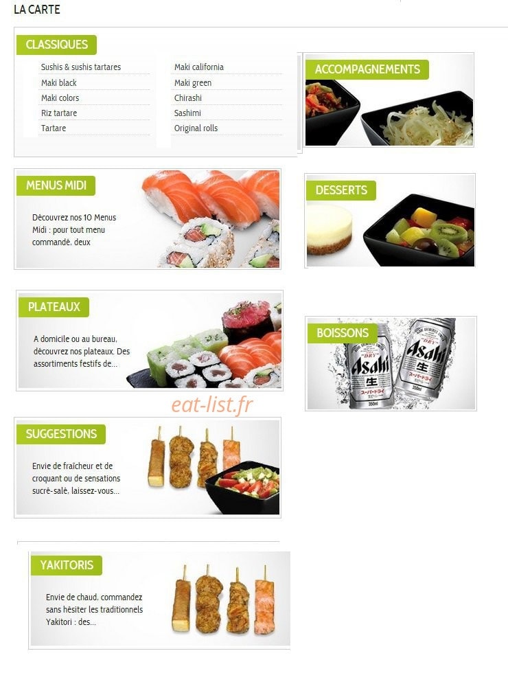 Resto Sushis — carte page 1