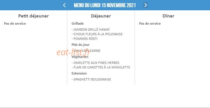 Resto' U Cronenbourg — carte page 1