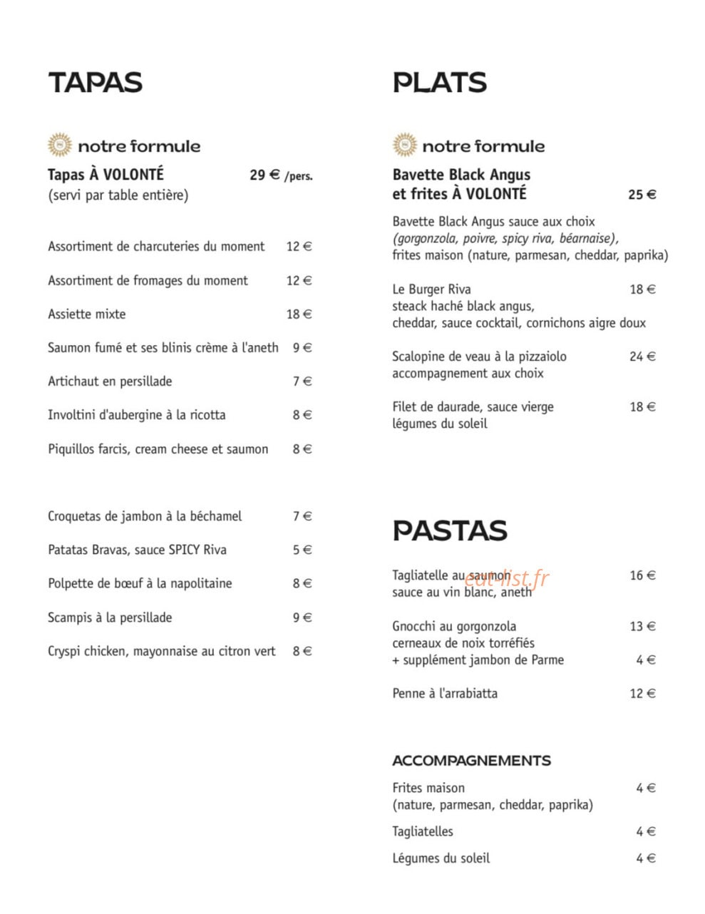 Riva Comptoir Méditerranéen — carte page 1