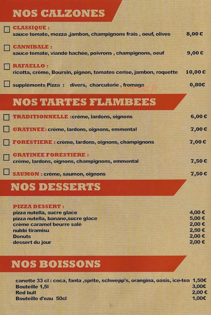 Sam Pizza — carte page 4