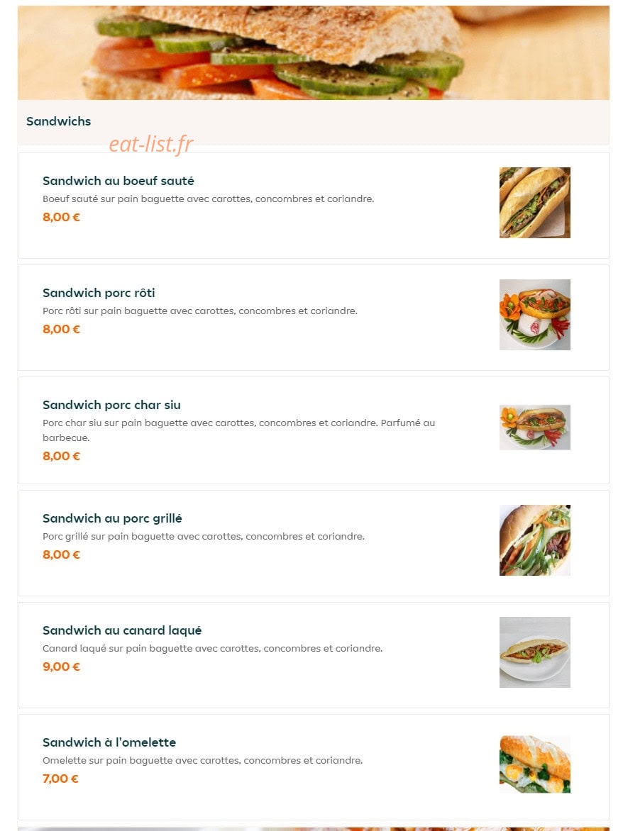 Sandwichs Thy — carte page 1