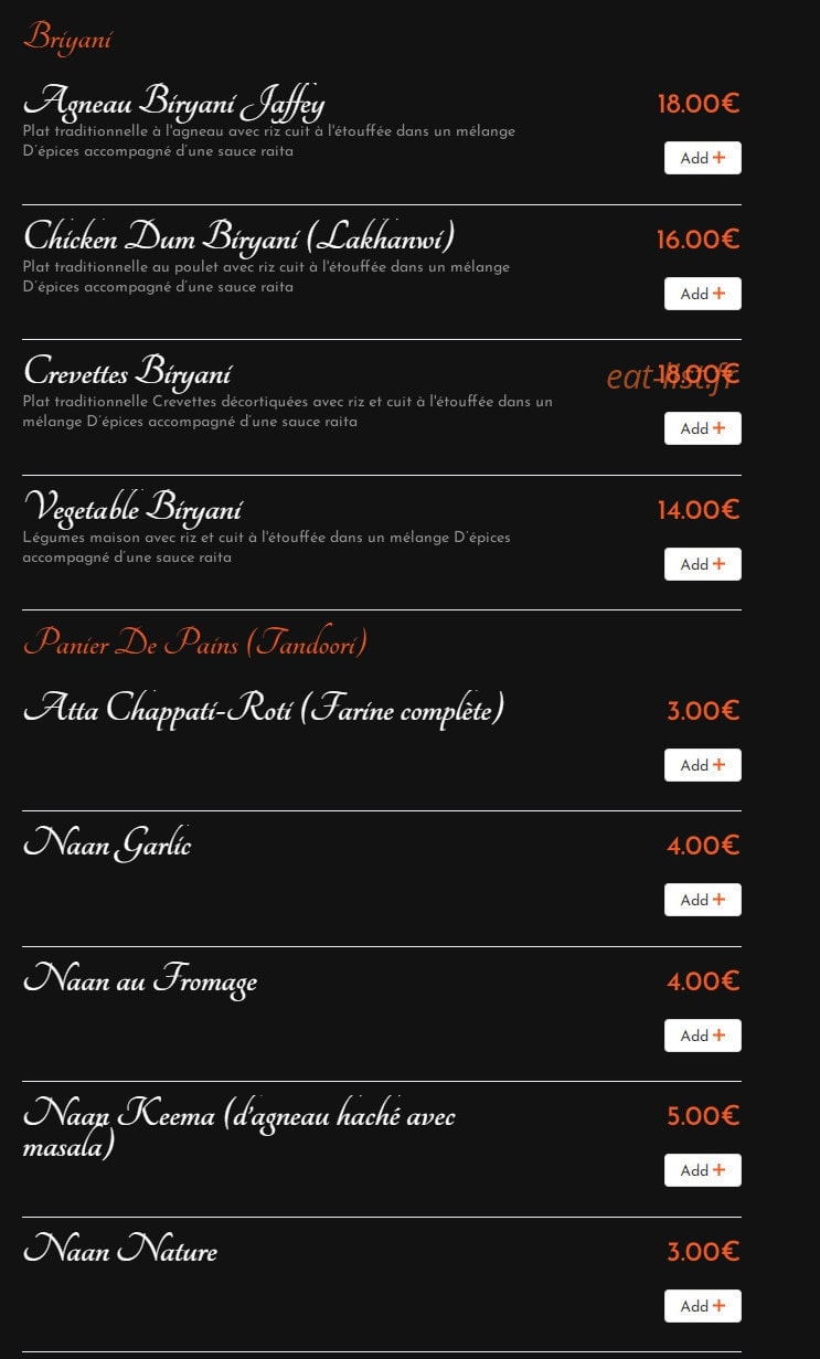 Shahi Pakwan — carte page 13