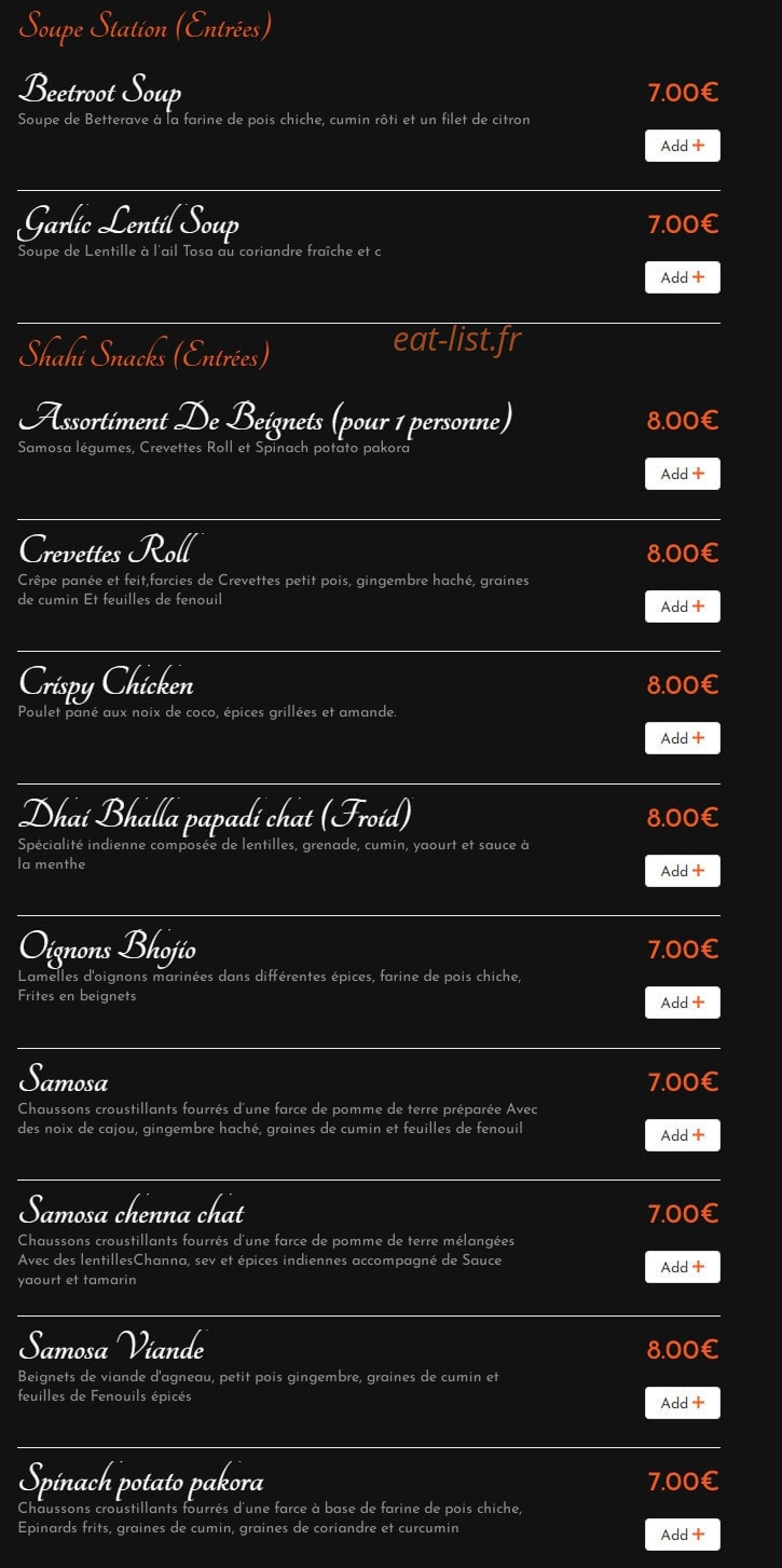 Shahi Pakwan — carte page 6