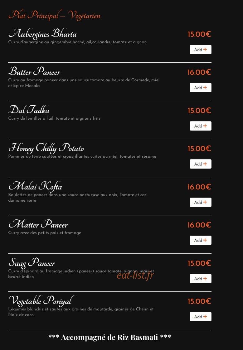 Shahi Pakwan — carte page 12