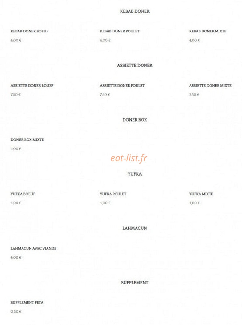 Snack Kusadasi — carte page 1