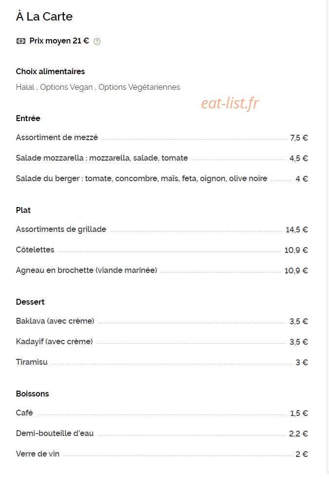 Sofra Grill — carte page 1