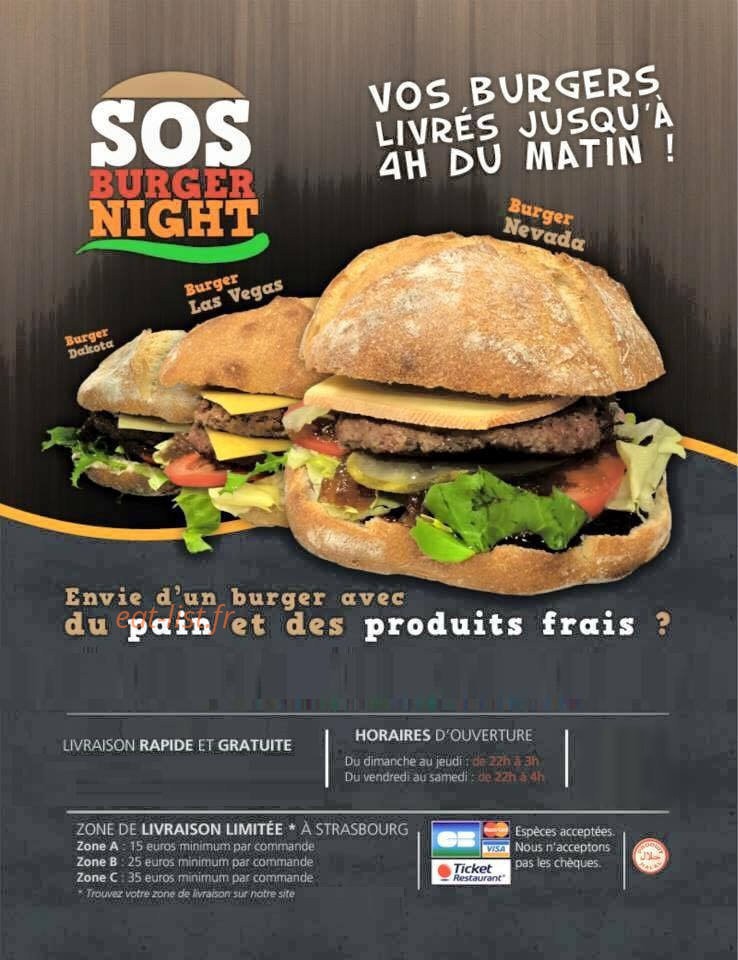 Sos Burger Night — carte page 1
