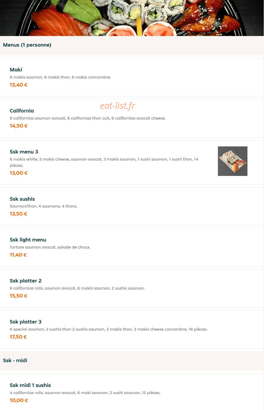 Ssk Sushi — carte page 2