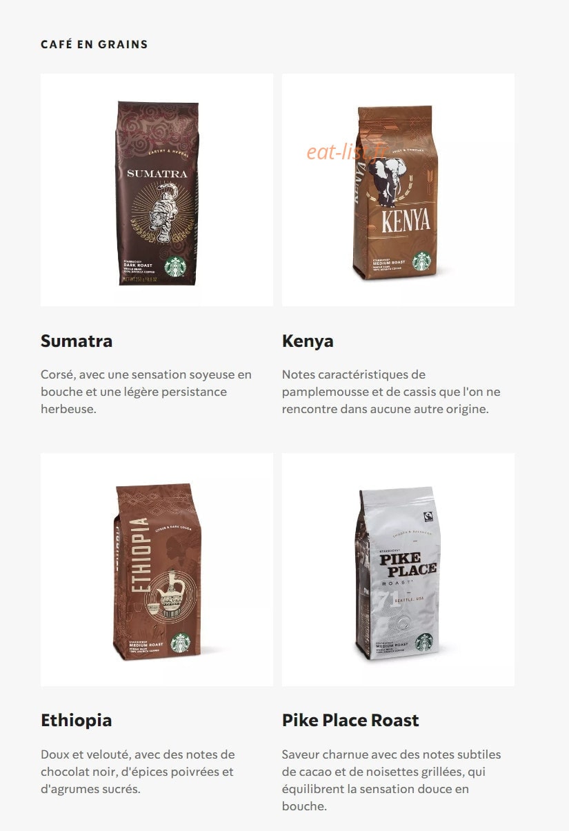 Starbucks Coffee — carte page 13