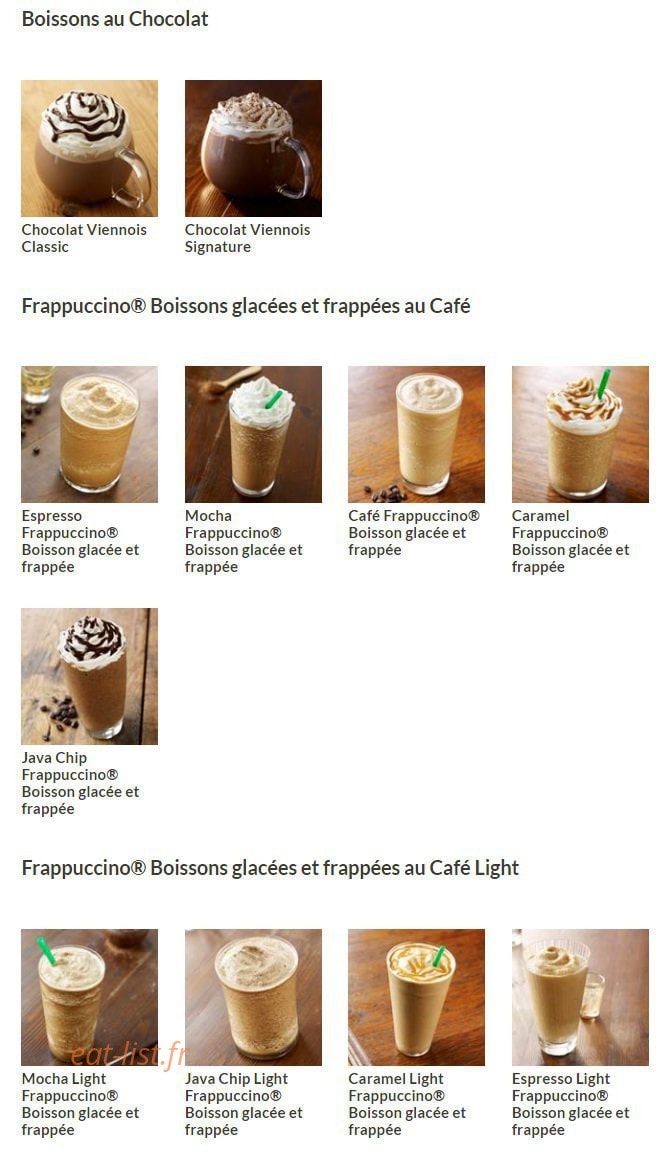 Starbucks Coffee — carte page 9