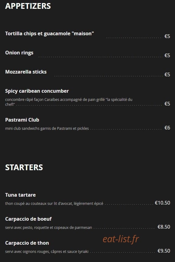 Steakhouse District — carte page 1