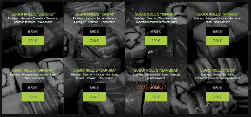 Sugoï Sushi — carte page 10