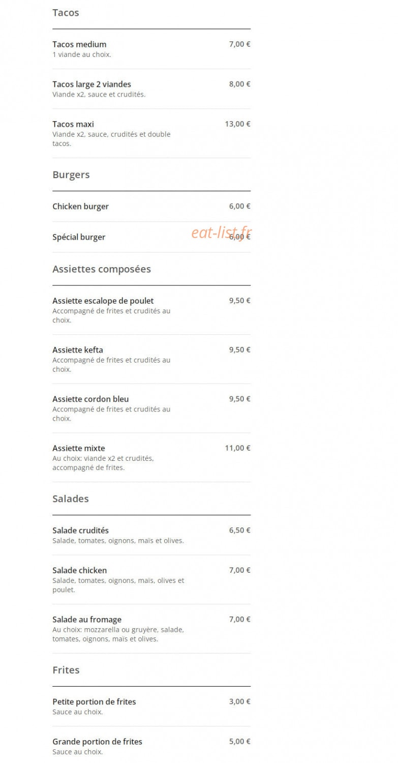 Tacos 187 — carte page 2