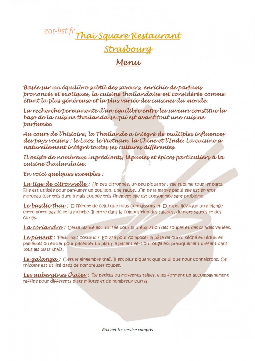 Thaï Square — carte page 1