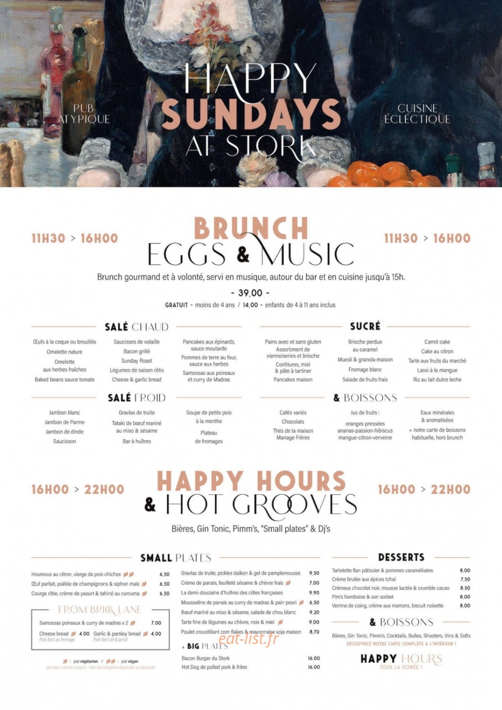 Carte et menu de The Drunky Stork Social Club à Strasbourg — Brunch et happy hours