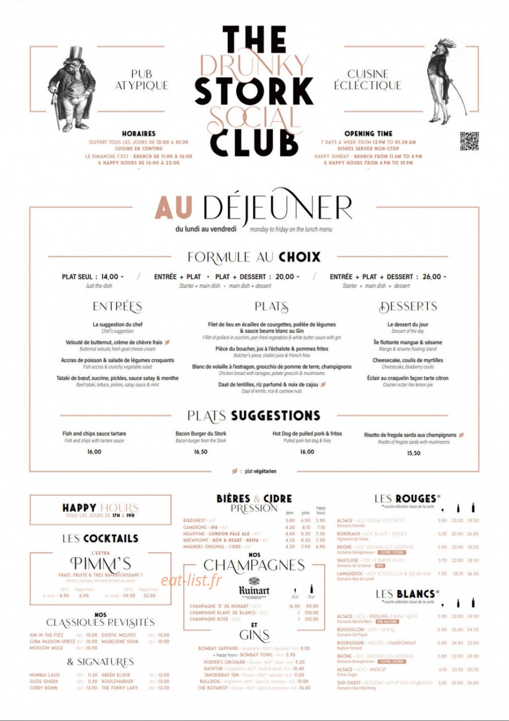 Carte et menu de The Drunky Stork Social Club à Strasbourg — Les formules déjeuner