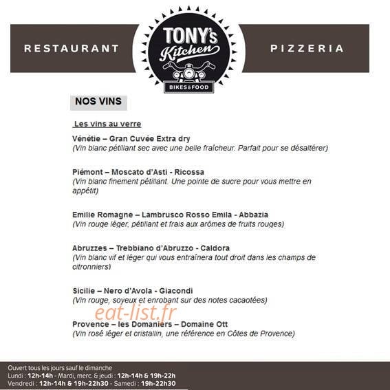Tony's Kitchen — carte page 2