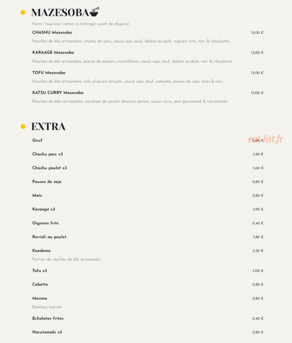 Umaï Ramen — carte page 3