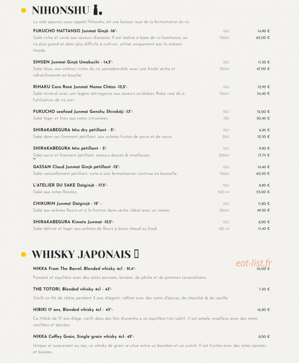 Umaï Ramen — carte page 8