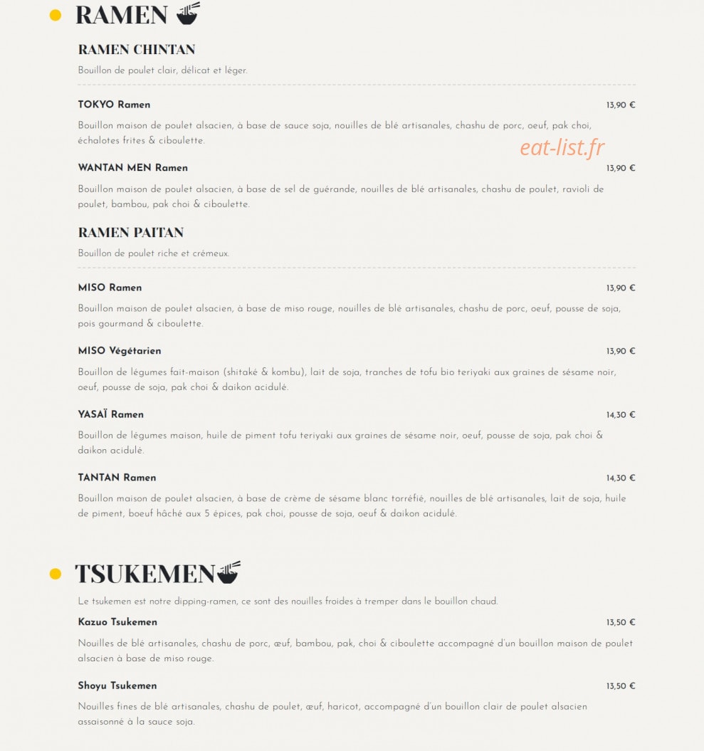 Umaï Ramen — carte page 2