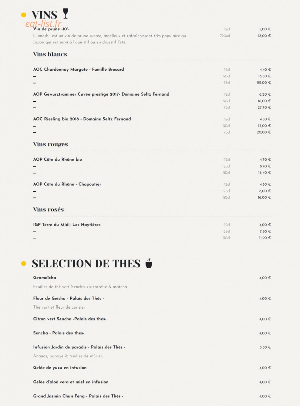 Umaï Ramen — carte page 9