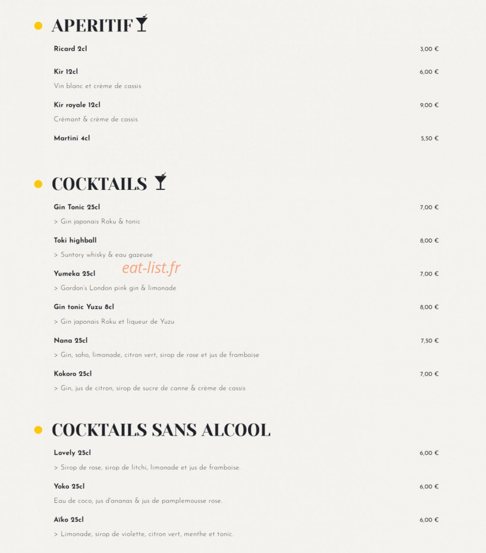 Umaï Ramen — carte page 6