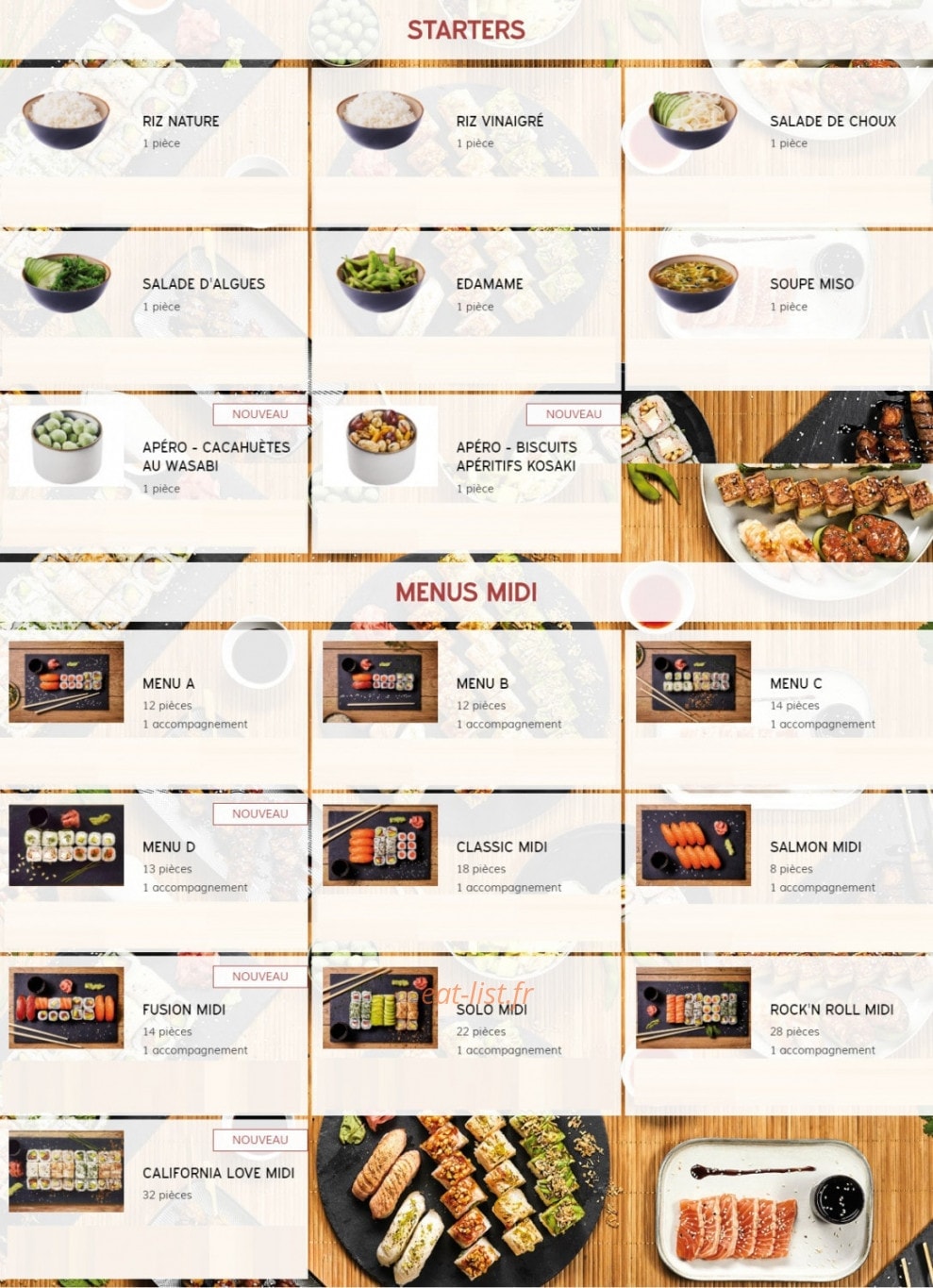 Yapan Sushi — carte page 1
