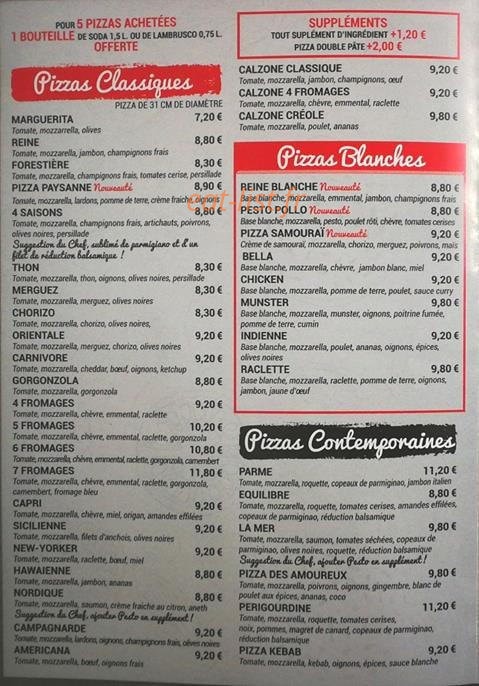 Pizza Folies — carte page 1
