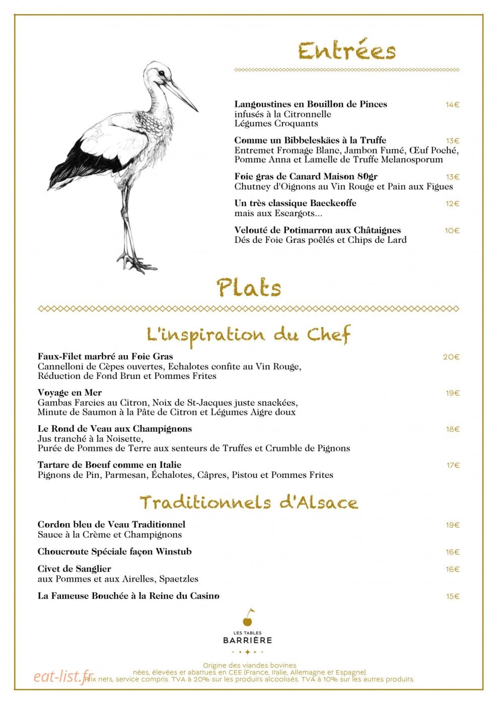 La winstub — carte page 1