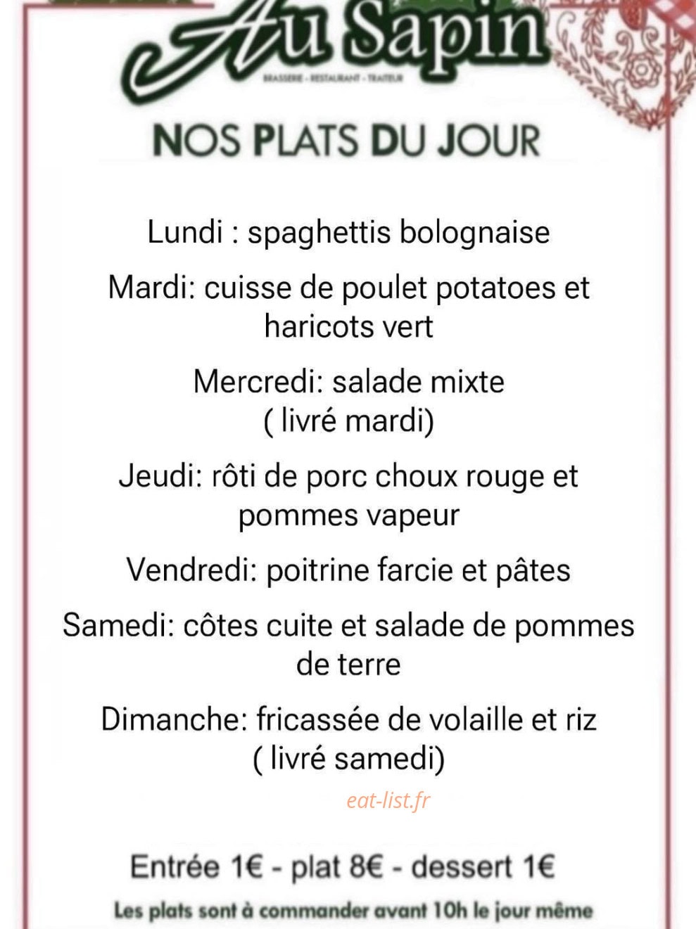 Au Sapin — carte page 1