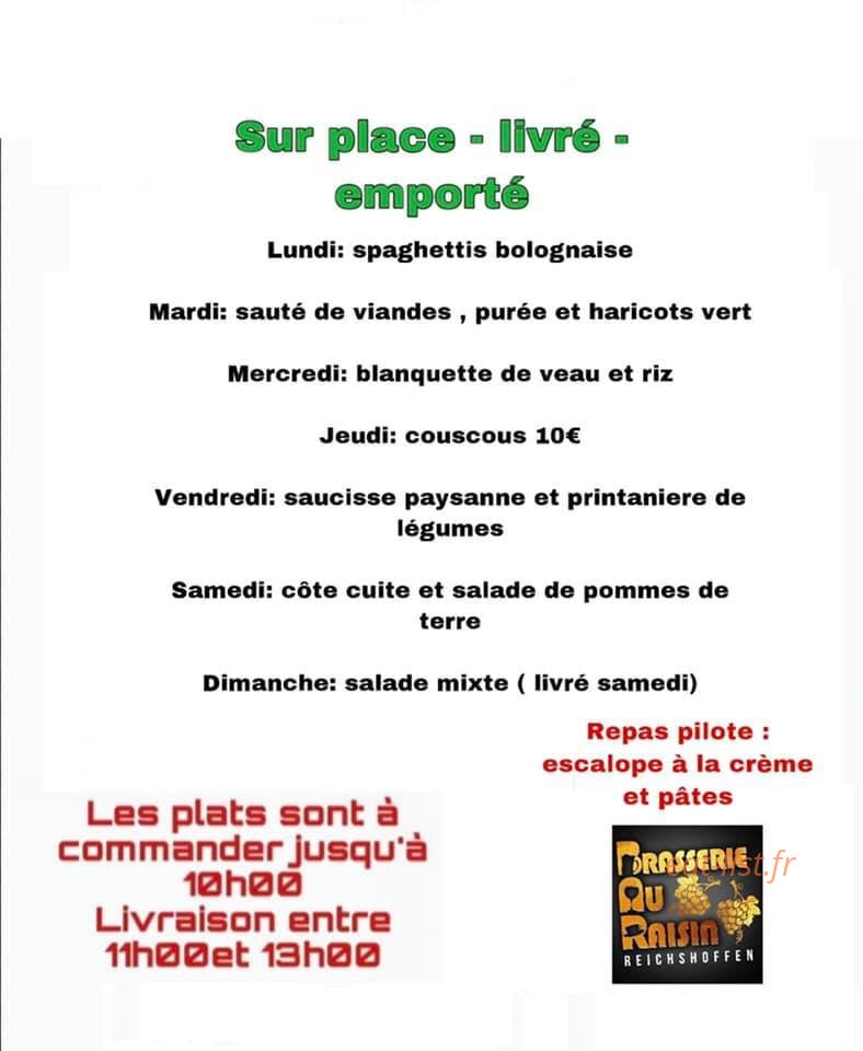 Bar au Raisin — carte page 1