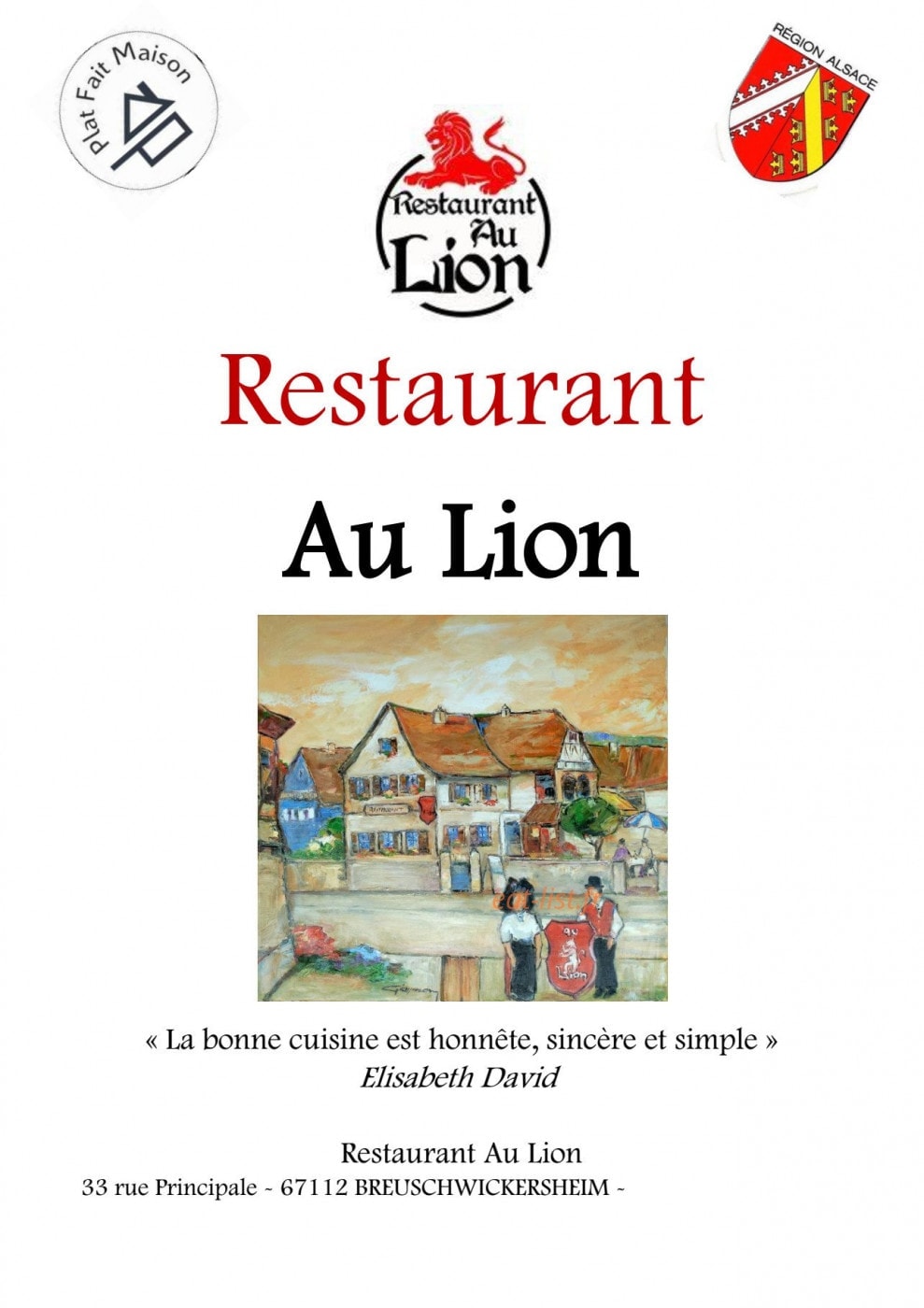 Au Lion — carte page 1