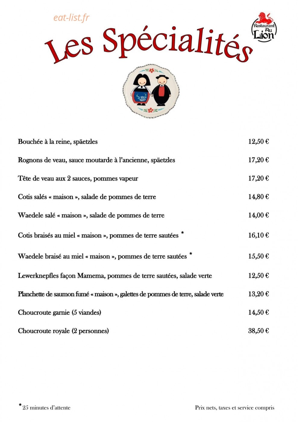 Au Lion — carte page 3