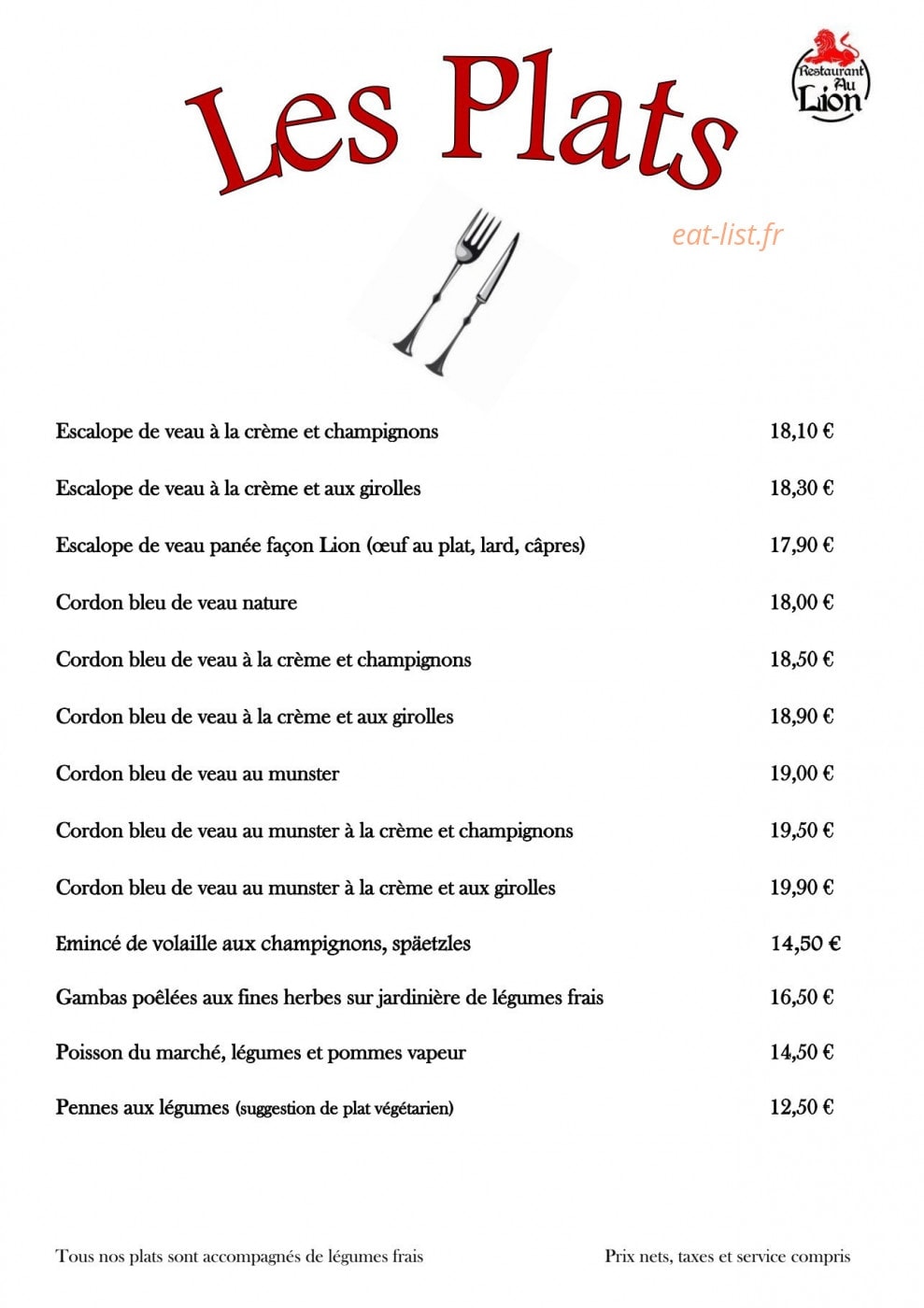 Au Lion — carte page 5