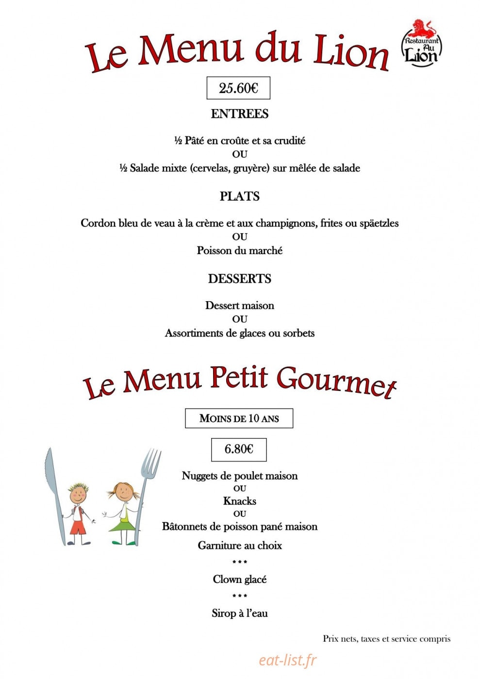 Au Lion — carte page 7