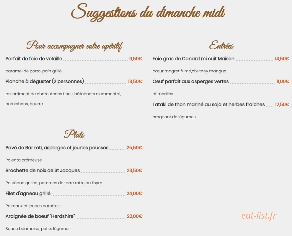 Restaurant A la Charrue — carte page 5
