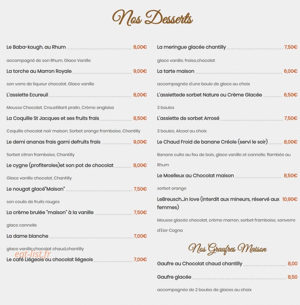 Restaurant A la Charrue — carte page 4