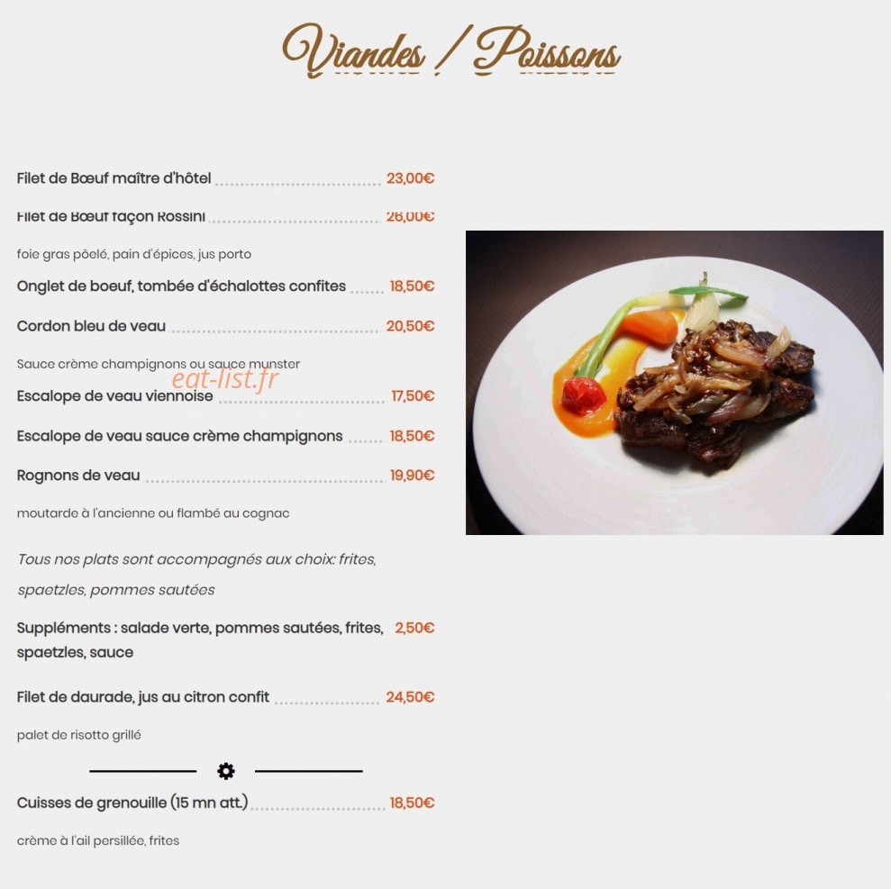 Restaurant A la Charrue — carte page 2