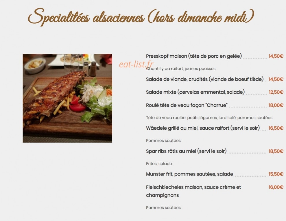 Restaurant A la Charrue — carte page 3