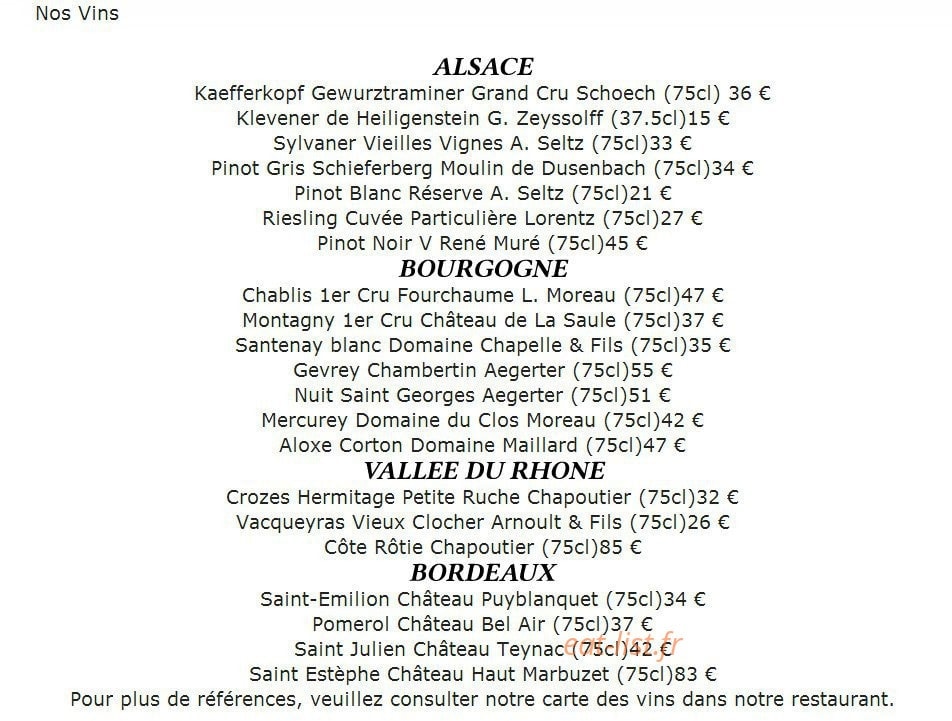 Hôtel Restaurant Au Boeuf — carte page 3