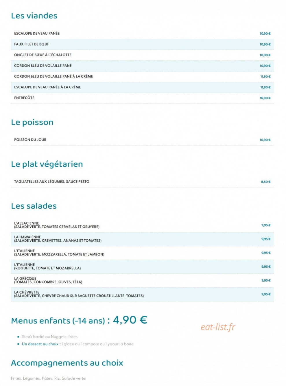 Aux petits Oignons — carte page 1
