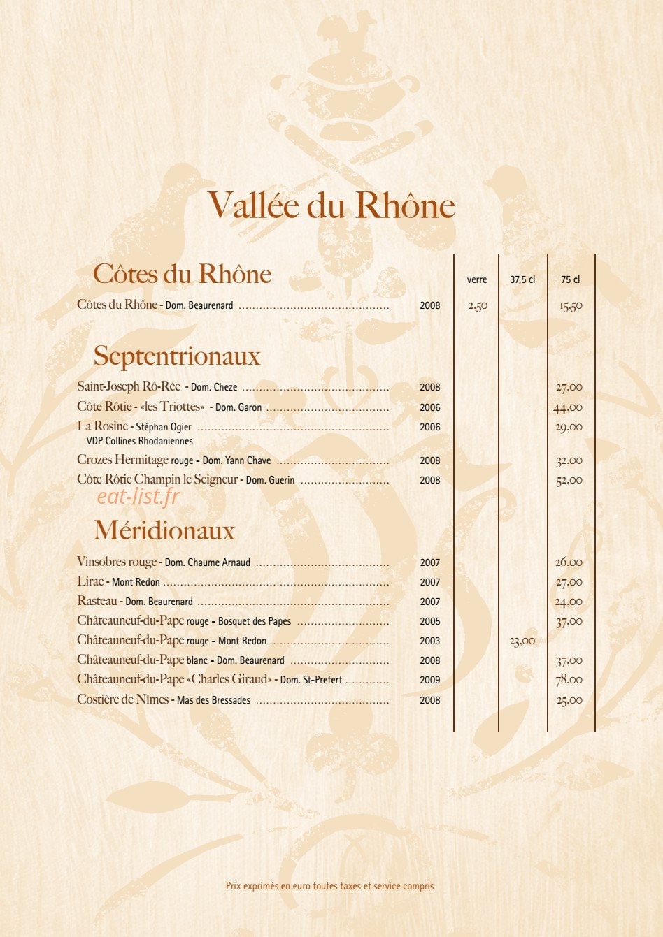 Auberge du Moulin — carte page 8