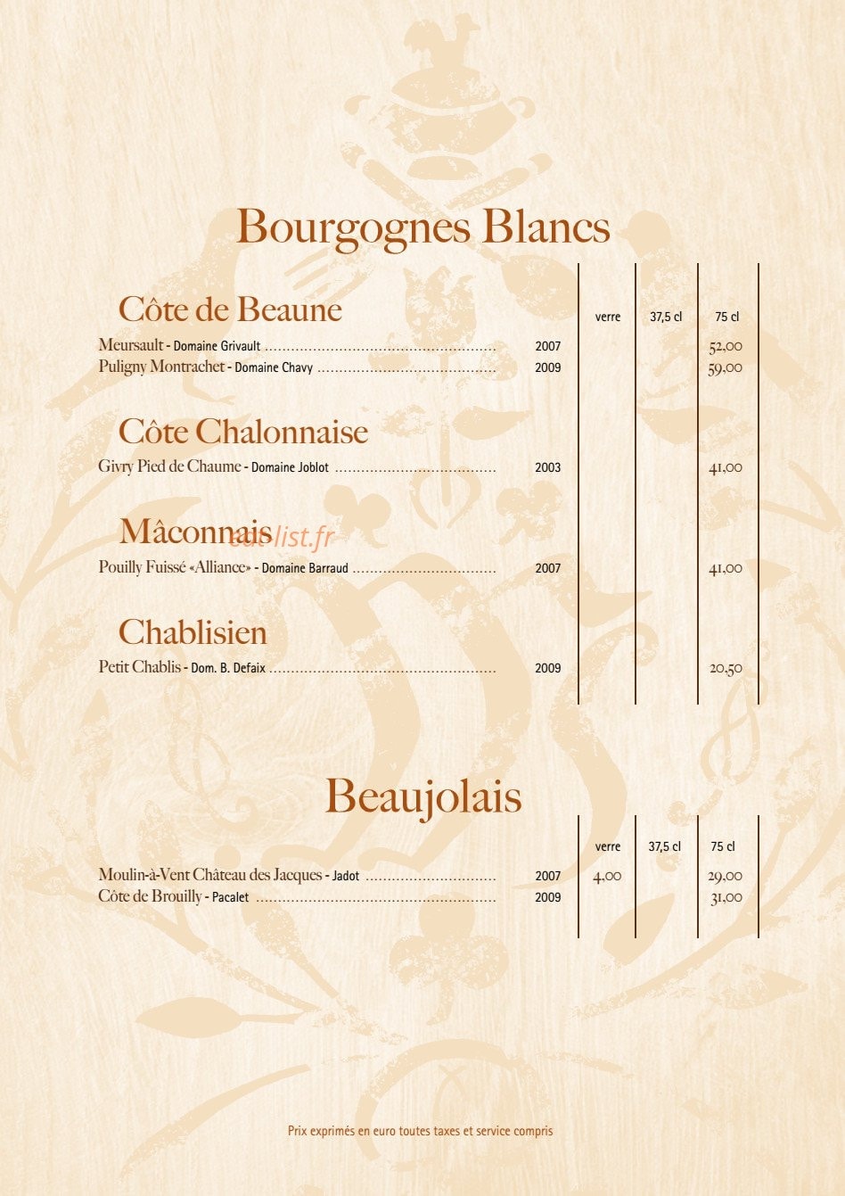 Auberge du Moulin — carte page 9
