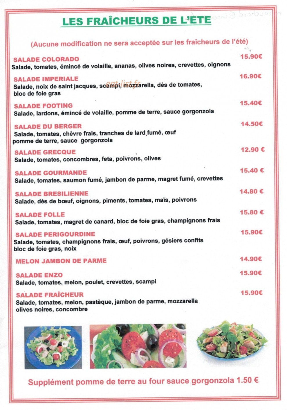 Aux 3 Goûts — carte page 1