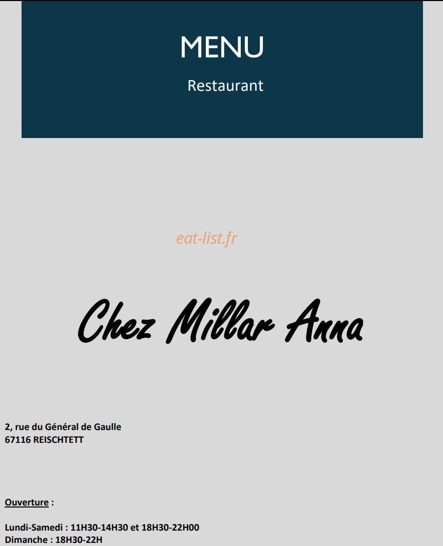 Chez Millar Anna — carte page 1