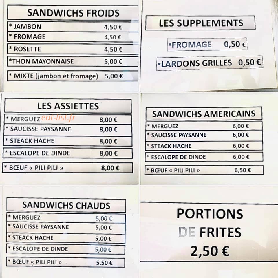 Le snack du chalet — carte page 2